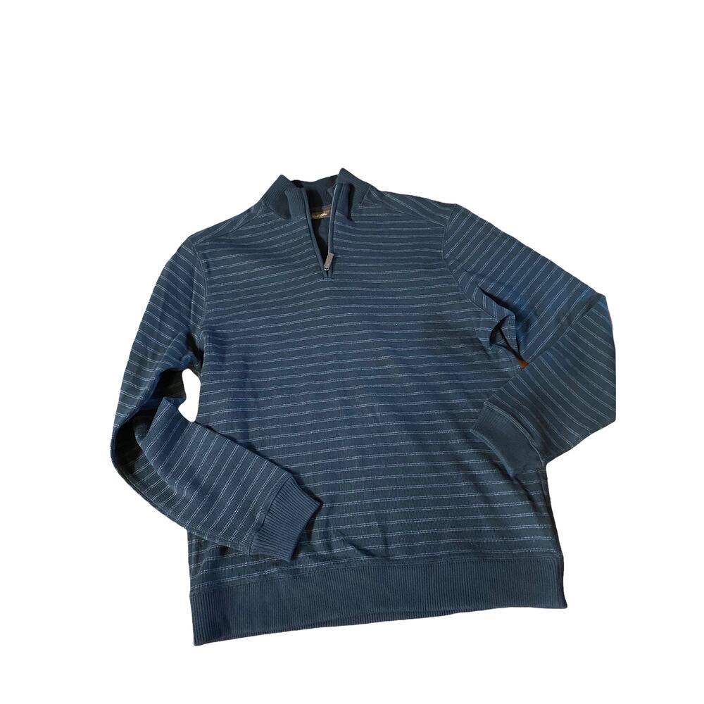 Tasso Elba Men's half Zip Marled Textured Knit Sweater Blue Size Medium - Picture 4 of 10